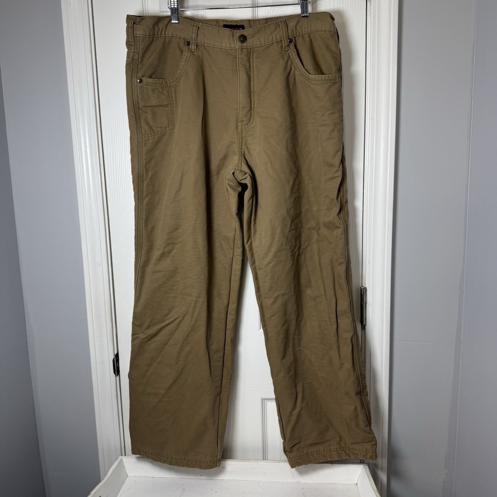 Wolverine Fleece Lined Canvas Heavy Duty Khaki 36x30 Winter Work Jeans‎